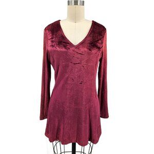 VTG New Tootique Crushed Velvet Mini Dress Womens 13 Top Long Sleeve